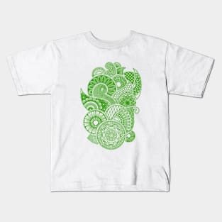 Abstract Mandala design (dark green on white) Kids T-Shirt